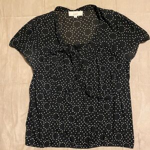 LOFT Black and White Polka Dot Blouse